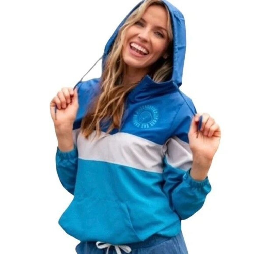 SISSTREVOLUTION Pacific Paradise Colorblock Hooded Windbreaker Jacket Blue S